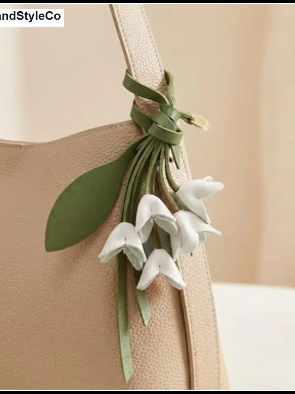 Flower Bag Charm Leather Purse Charm Cute Leather Flower Accessory